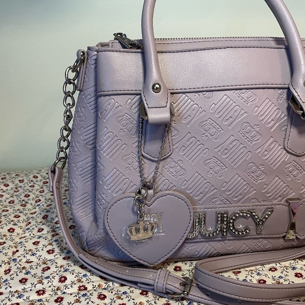 Juicy Couture Embossed Satchel in Taupe